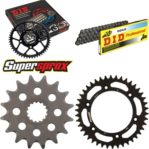 Kettensatz Alu schwarz für: KTM Duke 94-96/Adventure 640 16-42-118 DID520 Clip