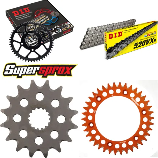 Chain Kit - ALU - orange for: KTM Supermoto Competition 660 16-38-108 DID520VX3 rivet