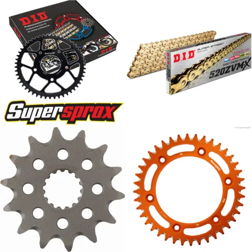 Chain Kit - ALU - orange for: KTM EXE125 Enduro 00-01/EXC250 14-40-118 DID520ZVM-X(G&G) endless