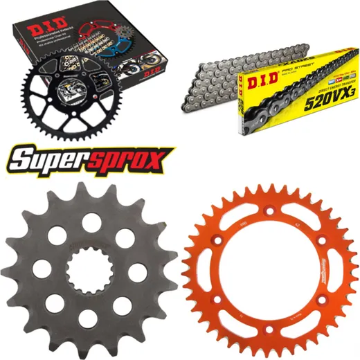 Chain Kit - ALU - orange for: KTM Supermoto 640 LC4 99-06 17-42-110 DID520VX3 rivet