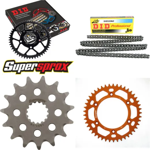 Chain Kit - ALU - orange for: KTM EXC250 Racing 04-06/EXC400 15-45-118 DID520NZ Clip