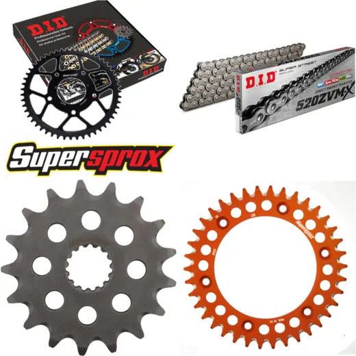 Chain Kit - ALU - orange for: KTM Duke 620 LC4 94-95/Duke 62 17-38-106 DID520ZVM-X rivet