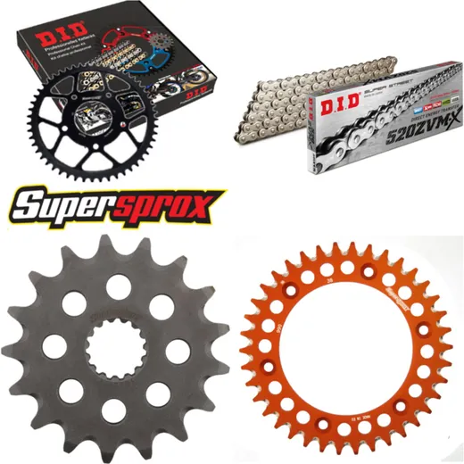 Chain Kit - ALU - orange for: KTM Duke 620 LC4 94-95/Duke 62 17-38-106 DID520ZVM-X(S&S) rivet