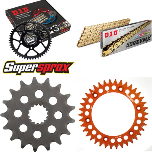 Kettensatz Alu orange für: KTM Duke 620 LC4 94-95/Duke 62 17-38-106 DID520ZVM-X(G&G) Niet