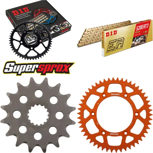 Kettensatz Alu orange für: KTM EGS620 LC4-E 97-98 16-50-120 DID520ERT2(G&G) Clip