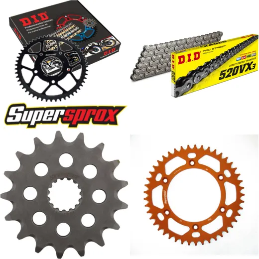 Chain Kit - ALU - orange for: KTM EGS620 LC4-E Adventurer 97 17-45-118 DID520VX3 rivet