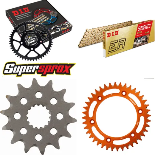 Kettensatz Alu orange für: KTM EXC250 Enduro 07-10 14-40-112 DID520ERT2(G&G) Clip