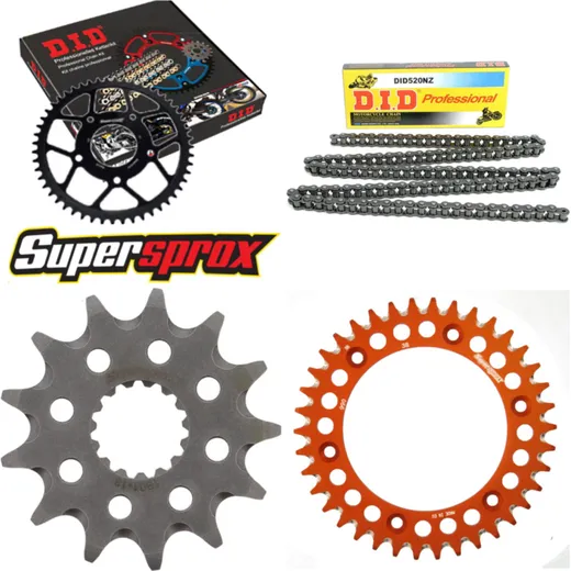 Chain Kit - ALU - orange for: KTM EXE125 Supermoto 00-01 13-38-106 DID520NZ Clip