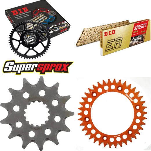 Chain Kit - ALU - orange for: KTM EXE125 Supermoto 00-01 13-38-106 DID520ERT2(G&G) Clip