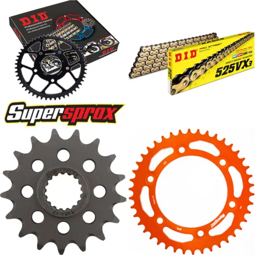 Chain Kit - ALU - orange for: KTM Adventure 950 LC8 03-05/Ad 17-42-118 DID525VX3(G&B) endless