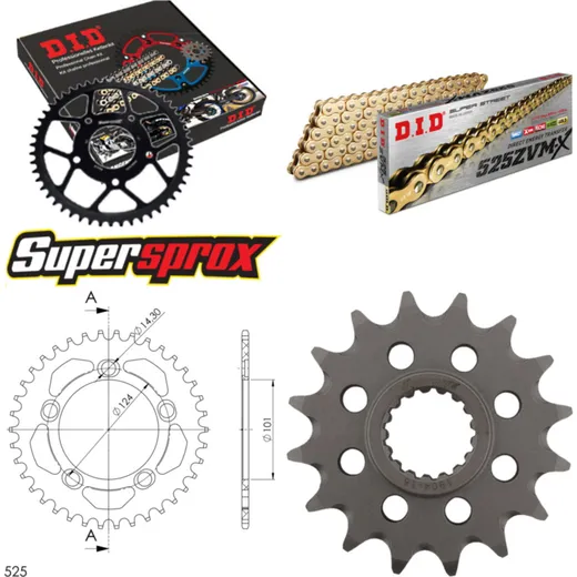 Chain Kit - ALU - orange for: KTM Super Duke 990 04-13/Super 16-38-110 DID525ZVM-X(G&G) rivet