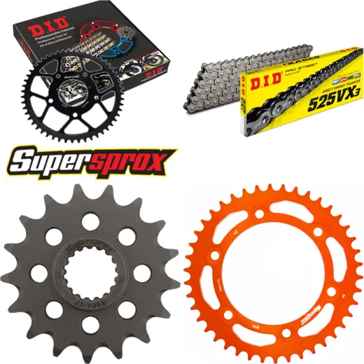 Chain Kit - ALU - orange for: KTM Super Adventure 14-15 17-42-120 DID525VX3 endless