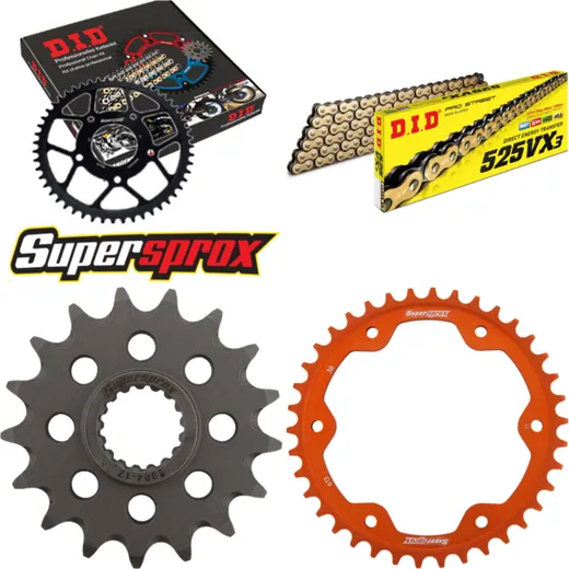 Chain Kit - ALU - orange for: KTM Super Duke 1290 R 13-15 17-38-112 DID525VX3(G&B) rivet