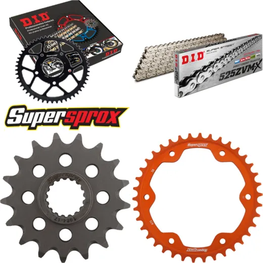 Chain Kit - ALU - orange for: KTM Super Duke 1290 R 13-15 17-38-112 DID525ZVM-X(S&S) endless