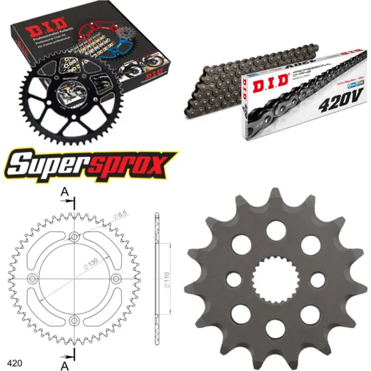 Kettensatz Alu schwarz für: HONDA MB80 S 80-84 15-49-118 DID420V Clip