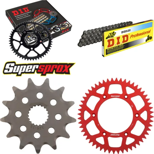 Kettensatz Alu rot für: HONDA CR125 R 00-01/CR125 R 03-03 13-52-116 DID520 Clip