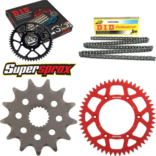 Kettensatz Alu rot für: HONDA CR125 R 00-01/CR125 R 03-03 13-52-116 DID520NZ Clip