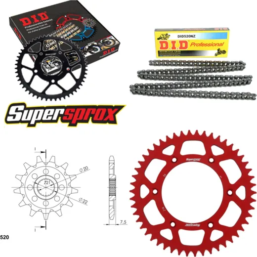 Chain Kit - ALU - red for: HONDA CRF230 F 04-08 13-50-114 DID520NZ Clip