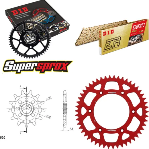 Kettensatz Alu rot für: HONDA CRF230 F 04-08 13-50-114 DID520ERT2(G&G) Clip
