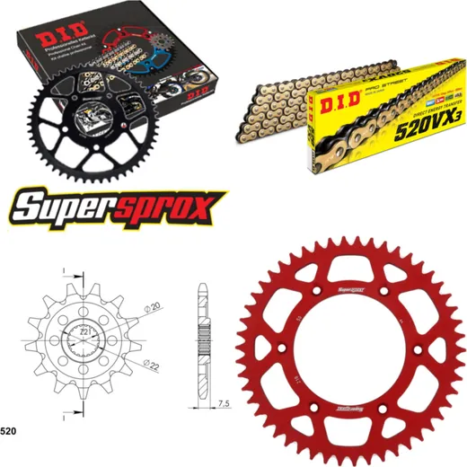 Chain Kit - ALU - red for: HONDA CRF230 F 04-08 13-50-114 DID520VX3(G&B) endless