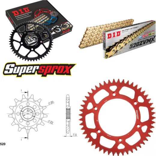 Chain Kit - ALU - red for: HONDA CRF250 X [US] 04-04 13-49-114 DID520ZVM-X(G&G) rivet