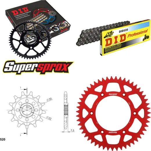 Chain Kit - ALU - red for: HONDA CRF250 R 04-09 13-51-114 DID520 Clip
