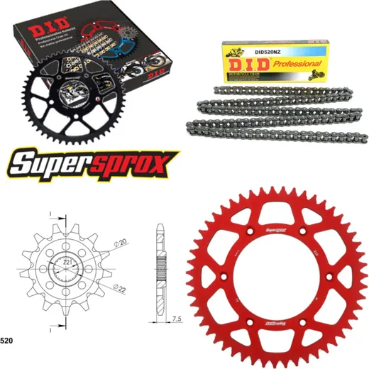 Chain Kit - ALU - red for: HONDA CRF250 R 04-09 13-51-114 DID520NZ Clip