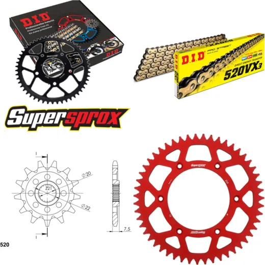 Chain Kit - ALU - red for: HONDA CRF250 R 04-09 13-51-114 DID520VX3(G&B) Clip