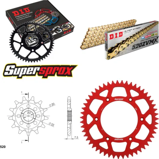 Chain Kit - ALU - red for: HONDA CRF250 R 04-09 13-51-114 DID520ZVM-X(G&G) rivet