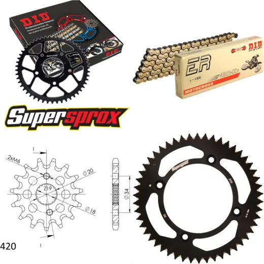 Chain Kit - ALU - black for: HONDA CRF150 R 17``/14`` 07 15-50-120 DID420NZ3(G&B) Clip