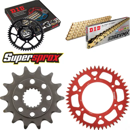 Kettensatz Alu rot für: HONDA CR500 R 92-01 14-49-114 DID520ZVM-X(G&G) Niet