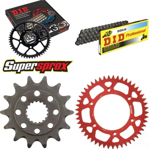 Kettensatz Alu rot für: HONDA CR500 R 88-91 14-49-116 DID520 Clip