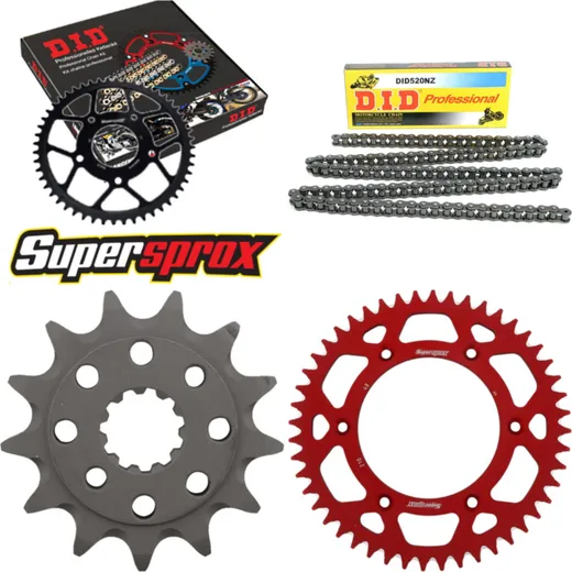 Kettensatz Alu rot für: HONDA XR250 R 96-04 13-48-106 DID520NZ Clip