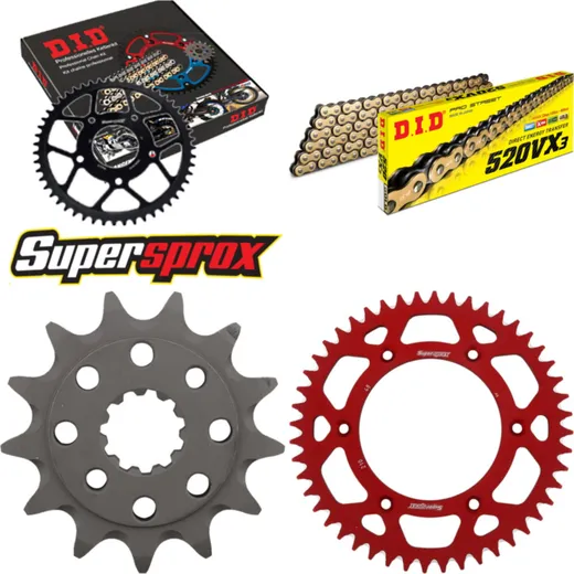 Kettensatz Alu rot für: HONDA XR250 R 96-04 13-48-106 DID520VX3(G&B) Niet