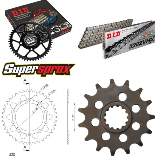 Kettensatz Alu schwarz für: HONDA CB500 F /FA ABS 13-15/C 15-41-112 DID520ZVM-X Niet