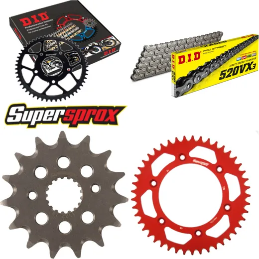 Kettensatz Alu rot für: HONDA XR400 R 96-06 15-45-108 DID520VX3 Niet
