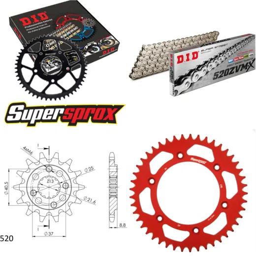 Chain Kit - ALU - red for: HONDA XR650 L [US] 93-96 15-45-114 DID520ZVM-X(S&S) rivet