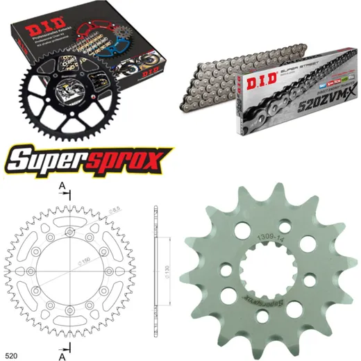 Kettensatz Alu schwarz für: HONDA XR600 R [FR] 91-00 14-48-110 DID520ZVM-X Niet