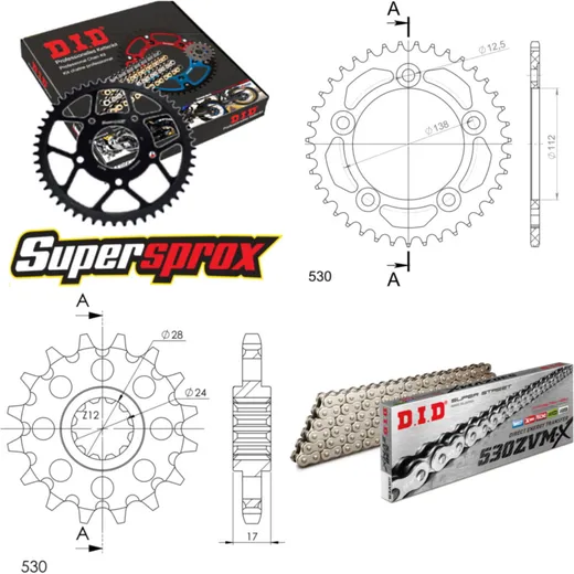Kettensatz Alu schwarz für: HONDA CBR600 F 91-96 15-43-108 DID530ZVM-X(S&S) Niet