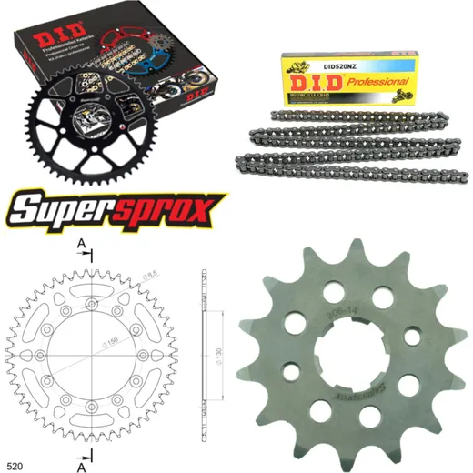 Chain Kit - ALU - black for: HONDA XR500 R 81-86/XR600 R 8 14-48-110 DID520NZ Clip