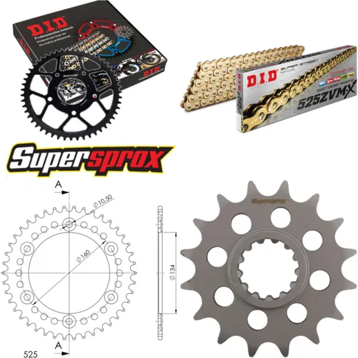 Kettensatz Alu schwarz für: HONDA CBR600 RR 03-06 16-42-112 DID525ZVM-X(G&G) Niet