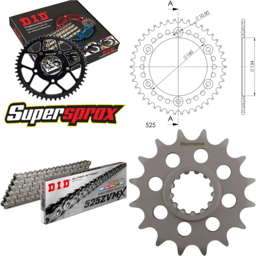 Kettensatz Alu schwarz für: HONDA CBR600 RR 07-15 16-41-112 DID525ZVM-X Niet