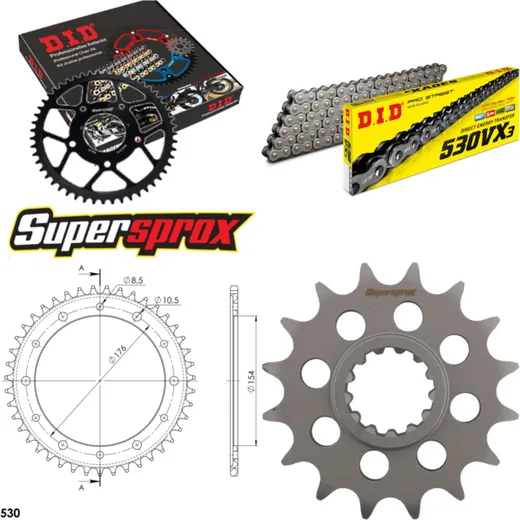 Chain Kit - ALU - black for: HONDA VFR800 F Interceptor 07 16-43-110 DID530VX3 endless