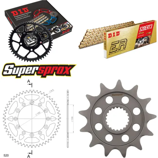 Kettensatz Alu blau für: YAMAHA YZ250 F 10-15 13-51-116 DID520ERT2(G&G) Clip