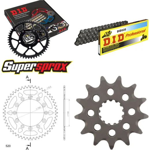 Kettensatz Alu blau für: YAMAHA WR450 F 07-13 13-50-114 DID520 Clip