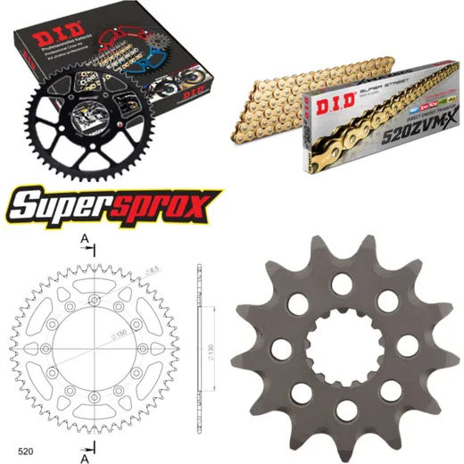 Chain Kit - ALU - blue for: YAMAHA WR450 F 07-13 13-50-114 DID520ZVM-X(G&G) endless