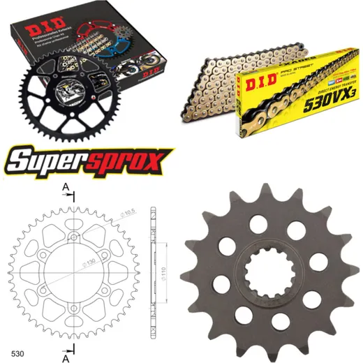Chain Kit - ALU - black for: YAMAHA FZ6 Fazer 04-06/FZ6 Fa 16-46-118 DID530VX3(G&B) endless
