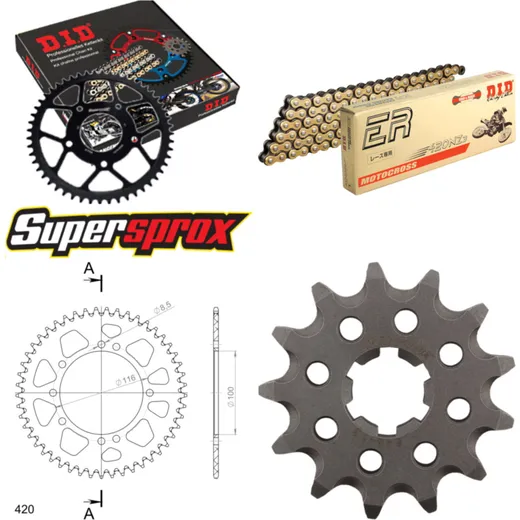 Kettensatz Alu schwarz für: KAWASAKI KX80 17``/14`` 89-96 13-49-118 DID420NZ3(G&B) Clip