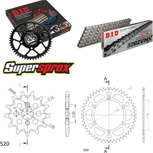 Chain Kit - ALU - black for: KAWASAKI KX125 86-89 12-47-112 DID520ZVM-X endless