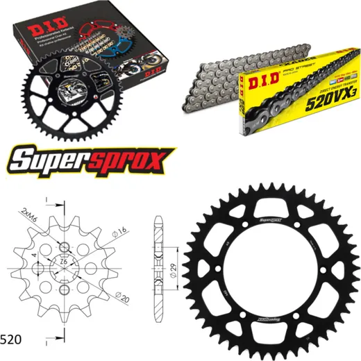Chain Kit - ALU - black for: KAWASAKI KX125 92-93 12-49-112 DID520VX3 endless